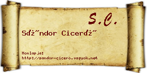 Sándor Ciceró névjegykártya